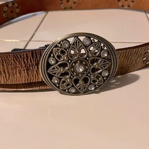Genuine leather western studded brown belt. Size 2xl